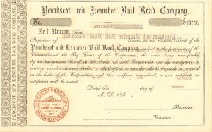 Penobscot and Kennebec Rail Road Co. - Stock Certificate